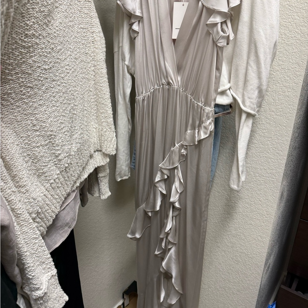 Amanda Uprichard Cream Asymmetrical Ruffle Dress